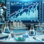 alt_text: Biotech lab equipment with financial growth charts illustrates a surge in biotech IPO activity.