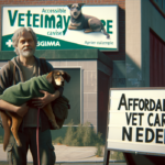 alt_text: Vet comforting a small dog on an examination table, surrounded by medical equipment.
