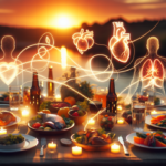 alt_text: Concept of meal timing affecting aging with a clock and food elements on its face.